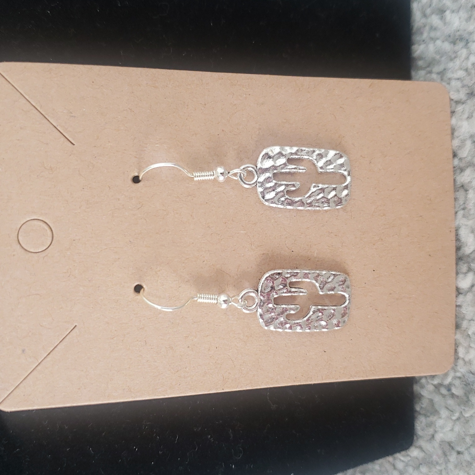 Silver Cactus Dangle Earrings 12$